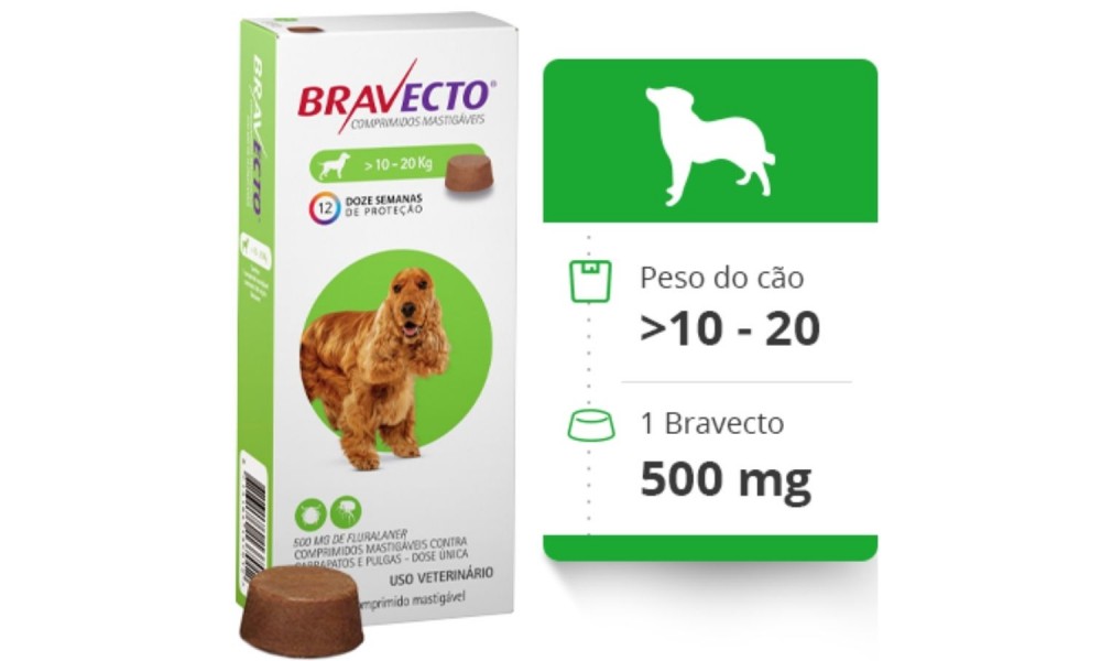 Antipulgas Bravecto Para Cães De 10 A 20kg