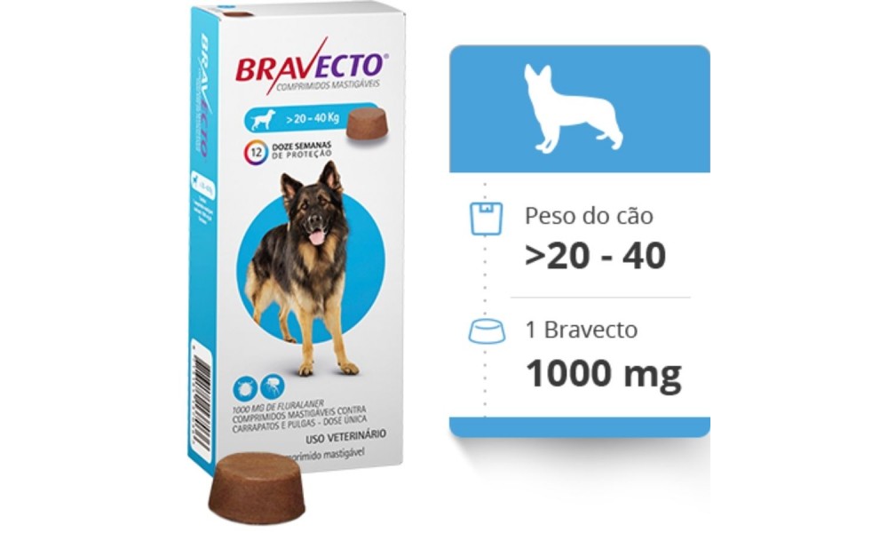 Antipulgas Bravecto Para Cães De 20 A 40kg