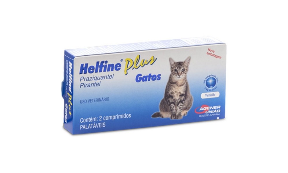 Vermífugo Helfine Plus Para Gatos Com 2 Comprimidos