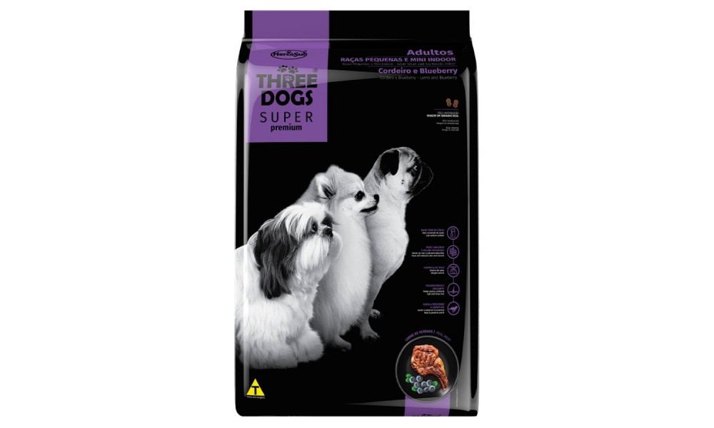 Three Dogs Sp Adulto Peq/minis Cord/blueb 10,1kg