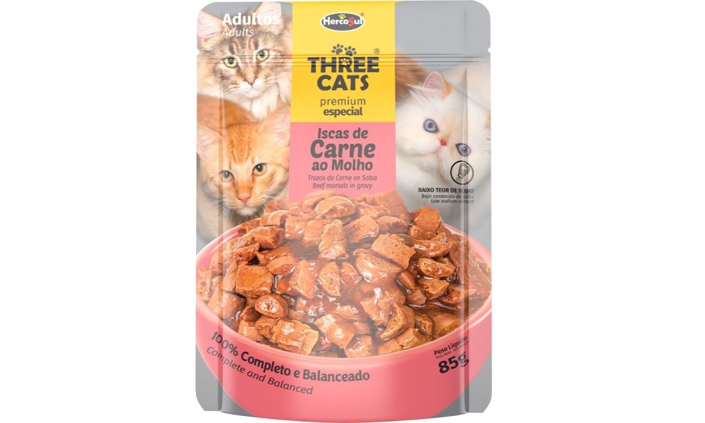 Three Cats Sache Adulto Carne 85gr