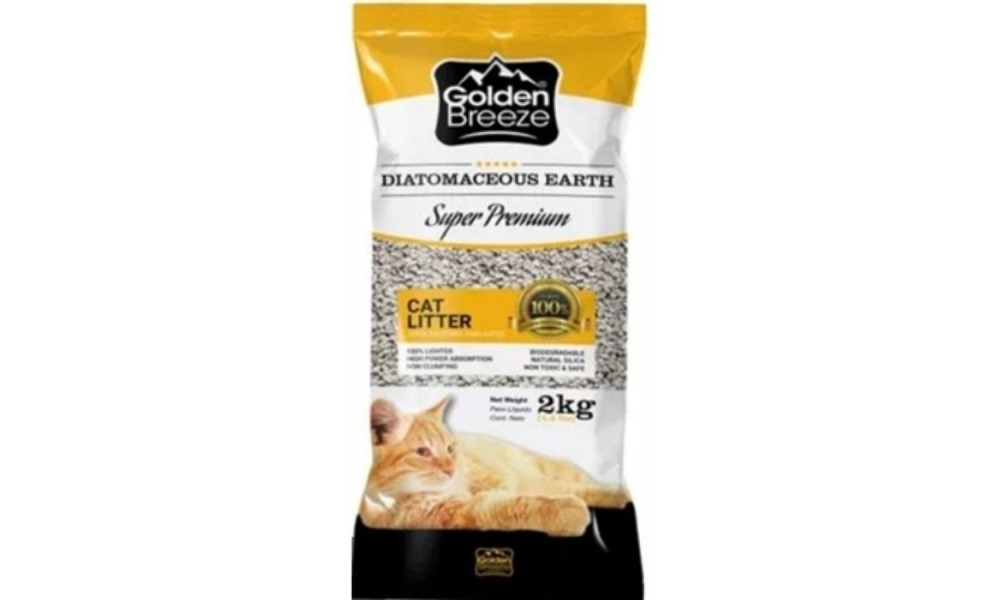 Areia Sanitrária Para Gatos Super Premium Golden Breeze Diatomina 2kg