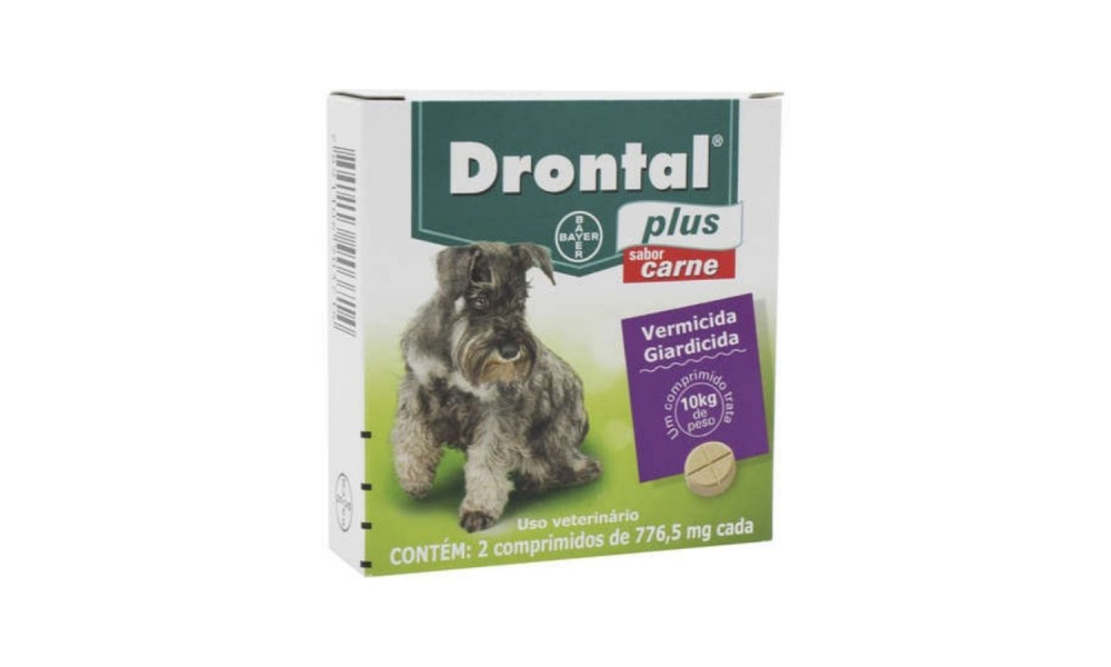 Vermífugo Drontal Plus Para Cães Até 10kg Sabor Carne Com 2 Comprimidos