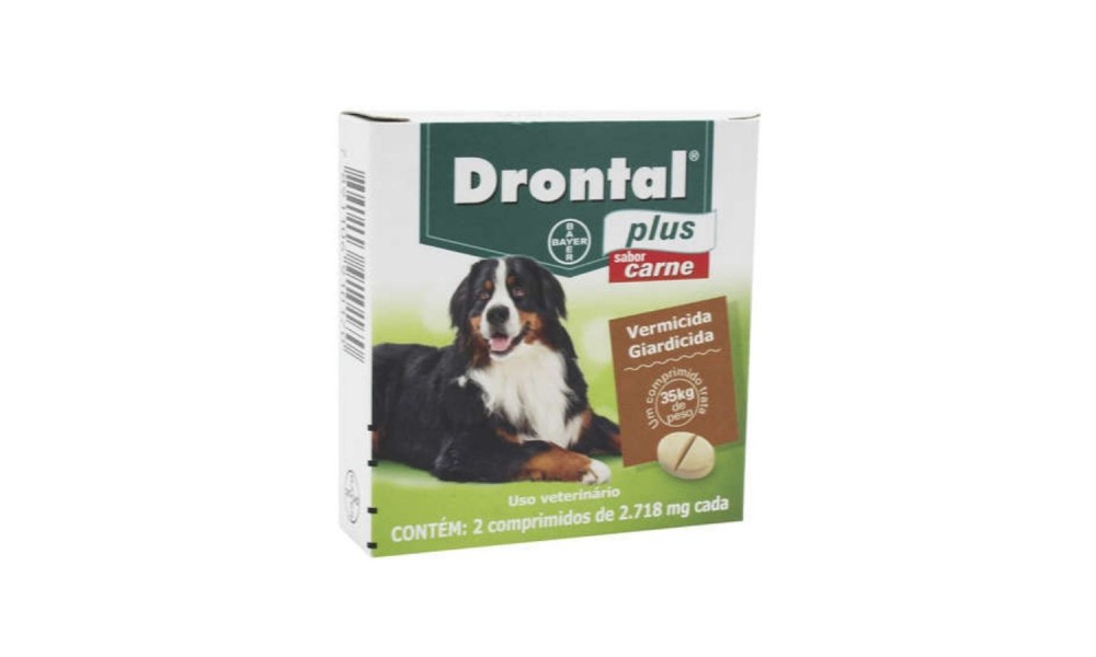 Vermífugo Drontal Plus Para Cães Até 35kg Sabor Carne Com 2 Comprimidos