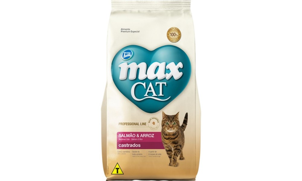 Max Cat Professional Line Gatos Castrados Sabor Salmão E Arroz 15kg