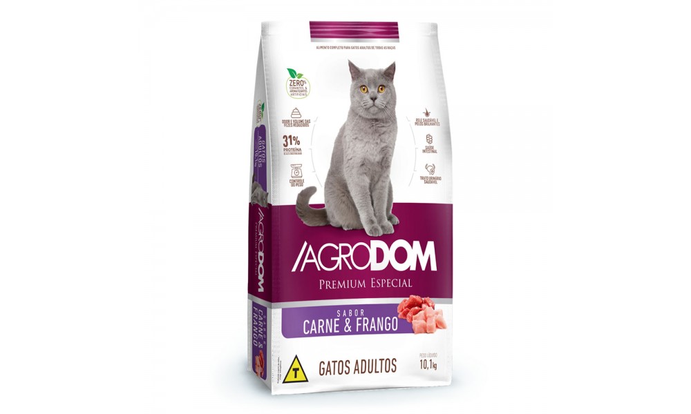Ração Agrodom Premium Especial 10,1kg Gatos Adultos Sabor Carne e Frango