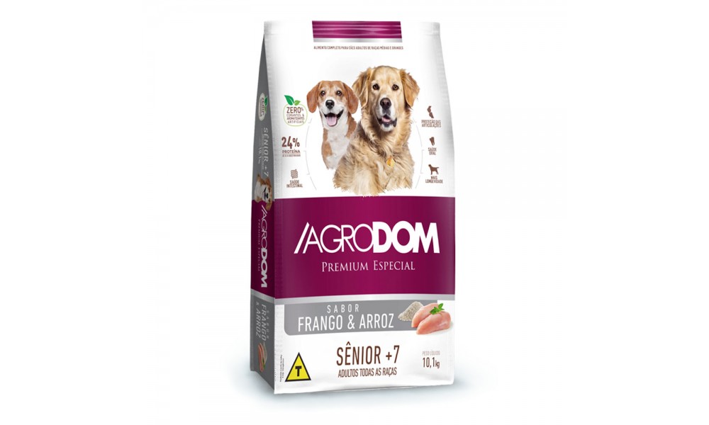 Ração Agrodom Premium Especial 10,1kg Cães Sênior Sabor Frango e Arroz