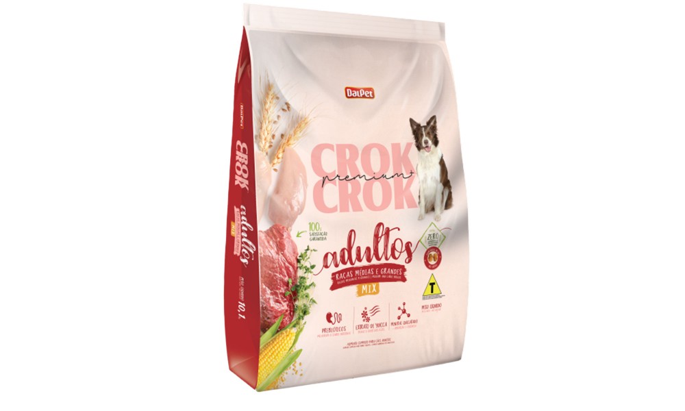 Ração Crok Crok Mix 10,1kg Cães Adultos Raças Médias e Grandes